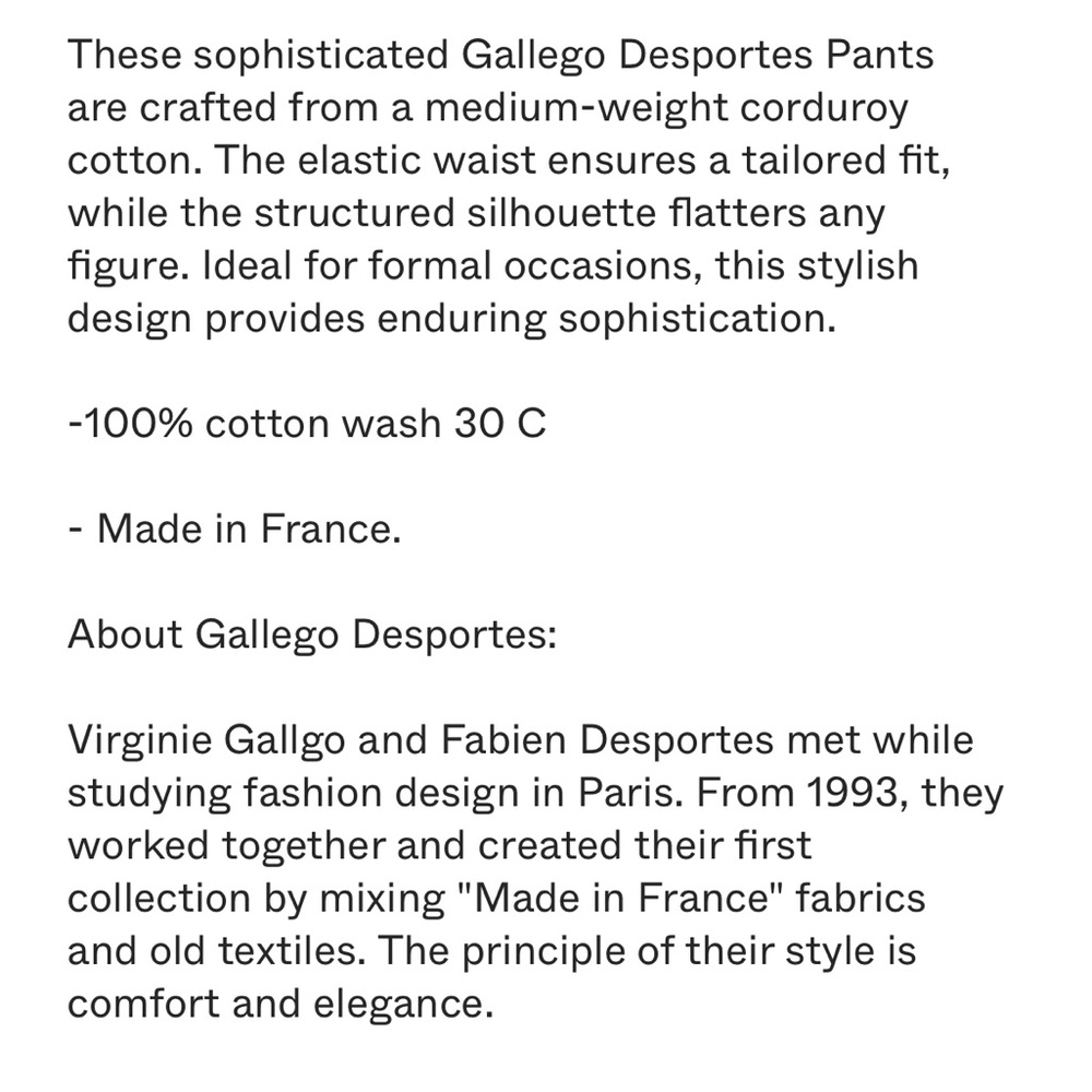GALLEGO DESPORTES sz S Jane Corduroy pants in navy - Picture 2 of 12